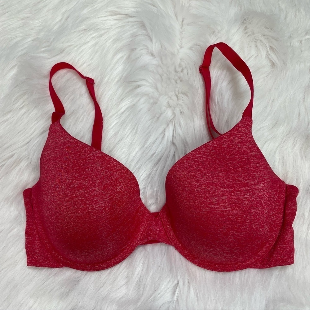 Victoria’s Secret Uplift Semi Demi Bra Size 34D Heathered‎ Red Lightly Padded